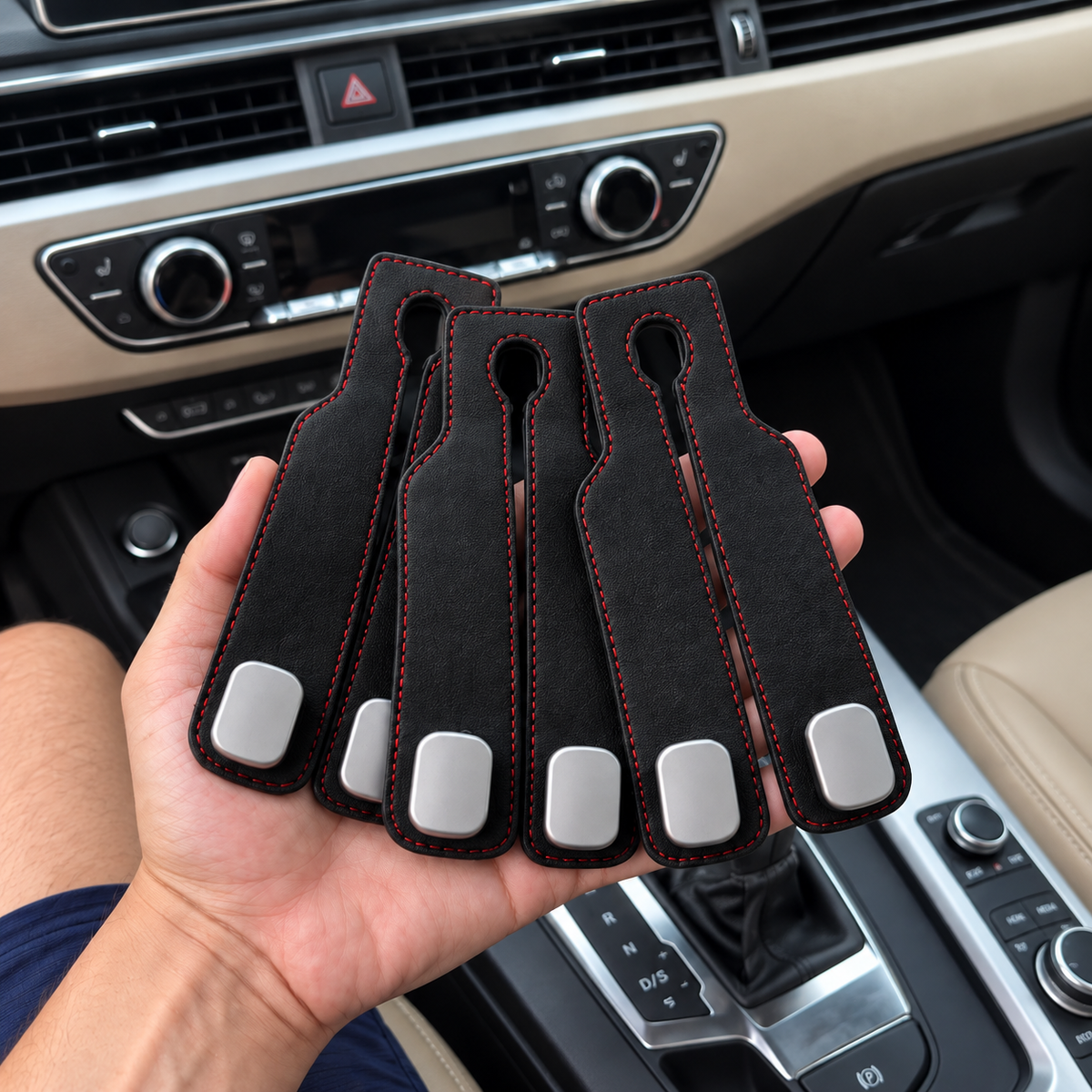 Premium Car Headrest Storage Hook, Soft Suede Dual Hanging Alloy Hanger