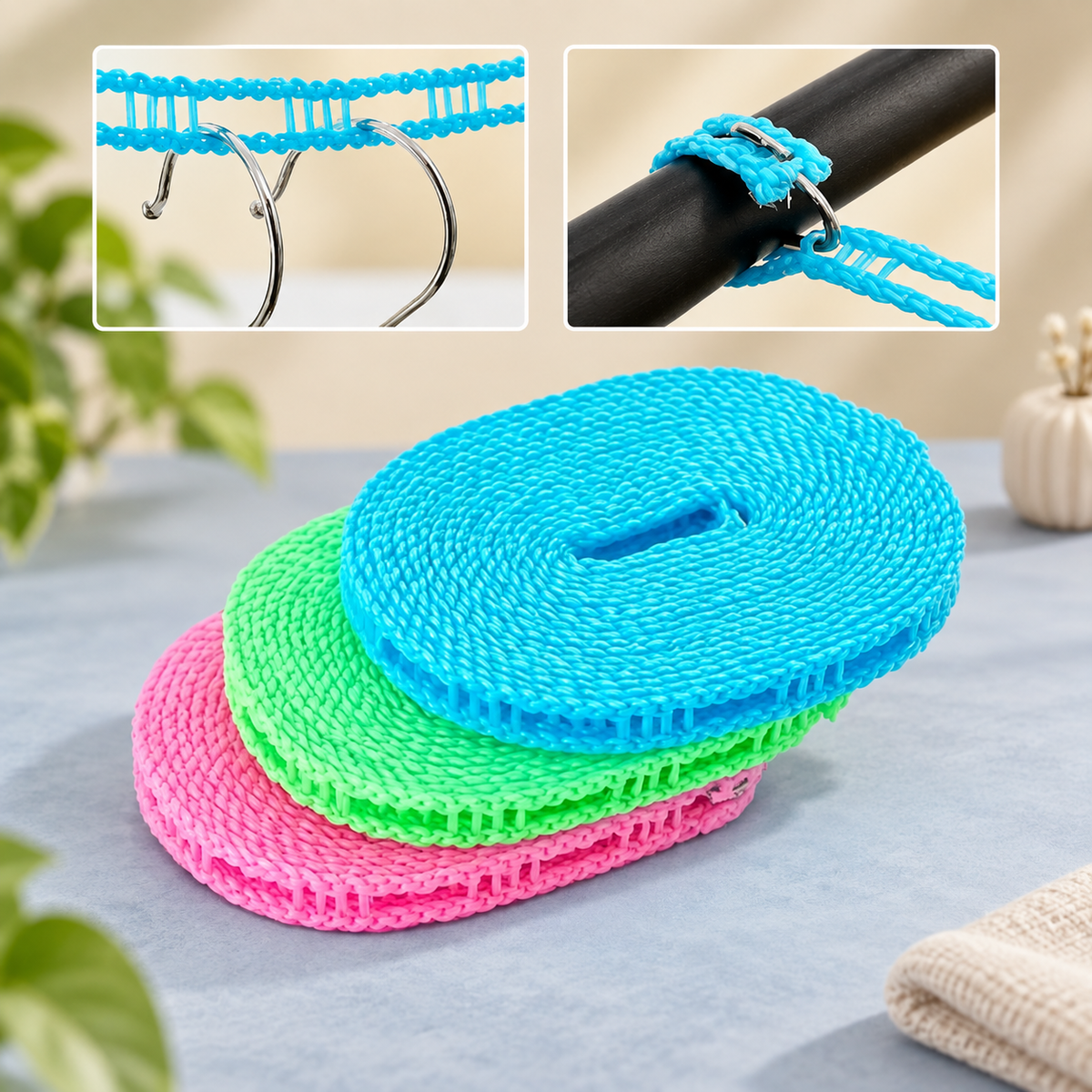 Windproof Fence-Style Clothesline, Portable Anti-Slip Drying Rope