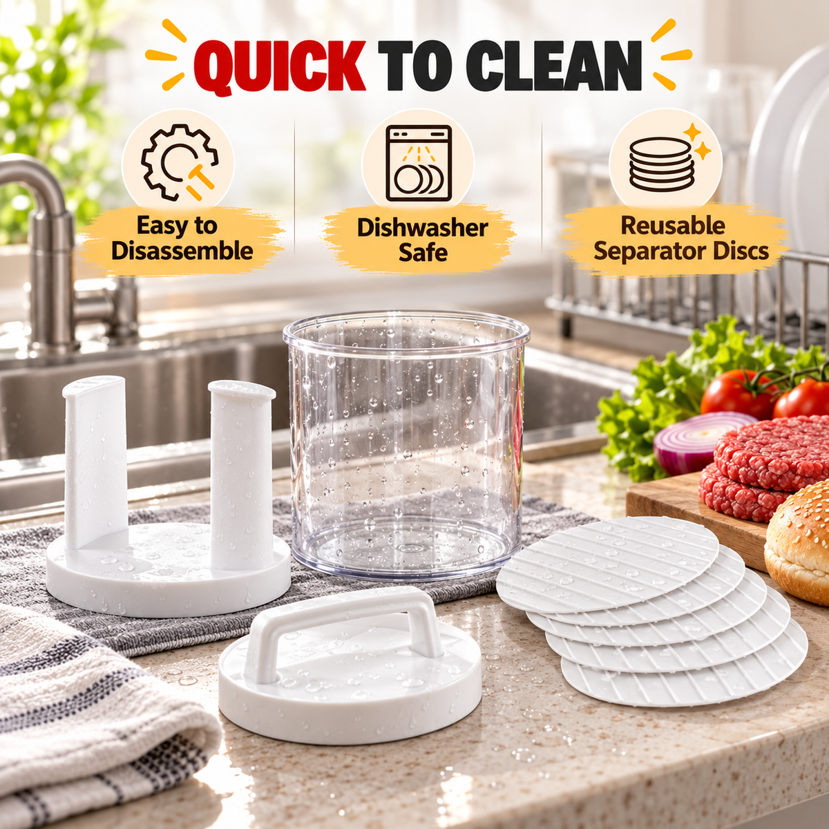 Stackable Burger Patty Maker & Freezer Press