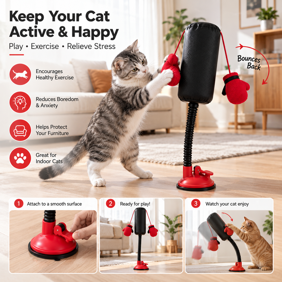 Spring Rebound Cat Boxing Toy