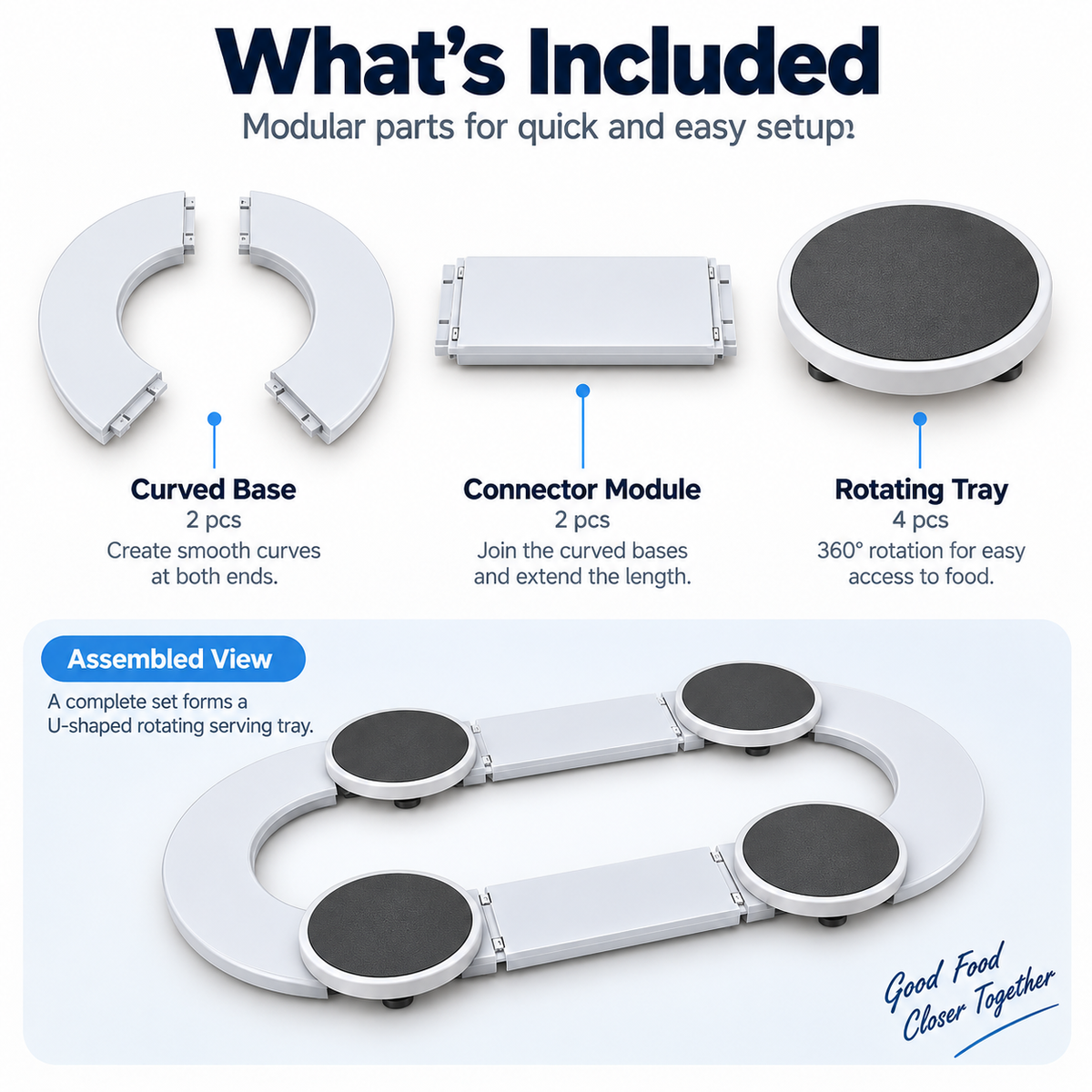 Expandable 360° Rotating Dining Table Serving Tray