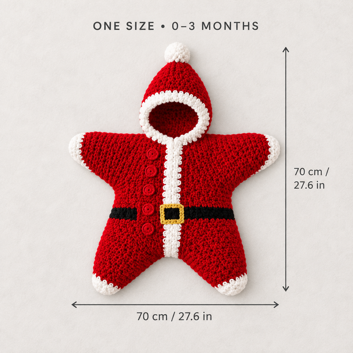 Christmas Star Baby Knitted Romper – Cozy Hooded Holiday Wrap