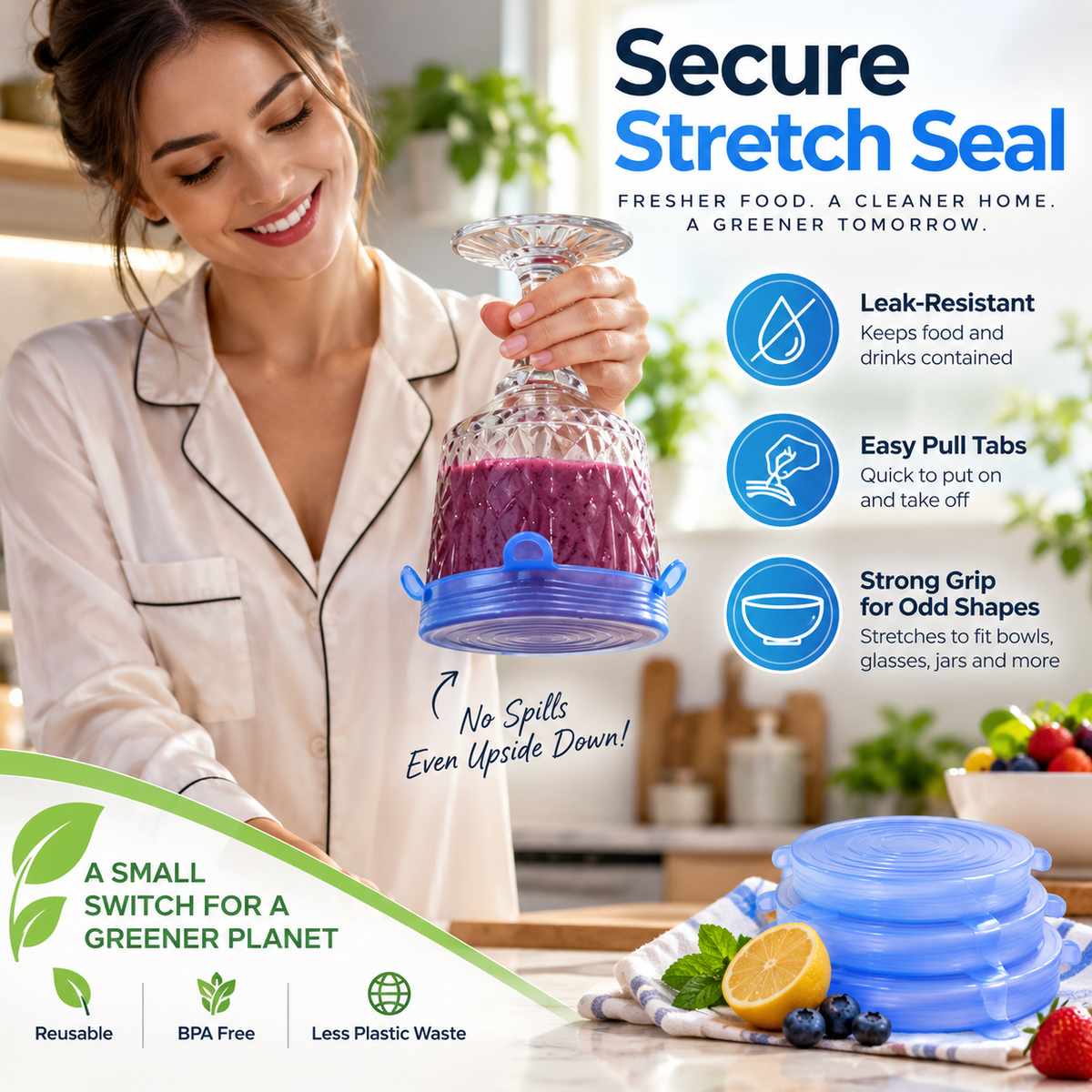 6-Piece Reusable Silicone Stretch Lids
