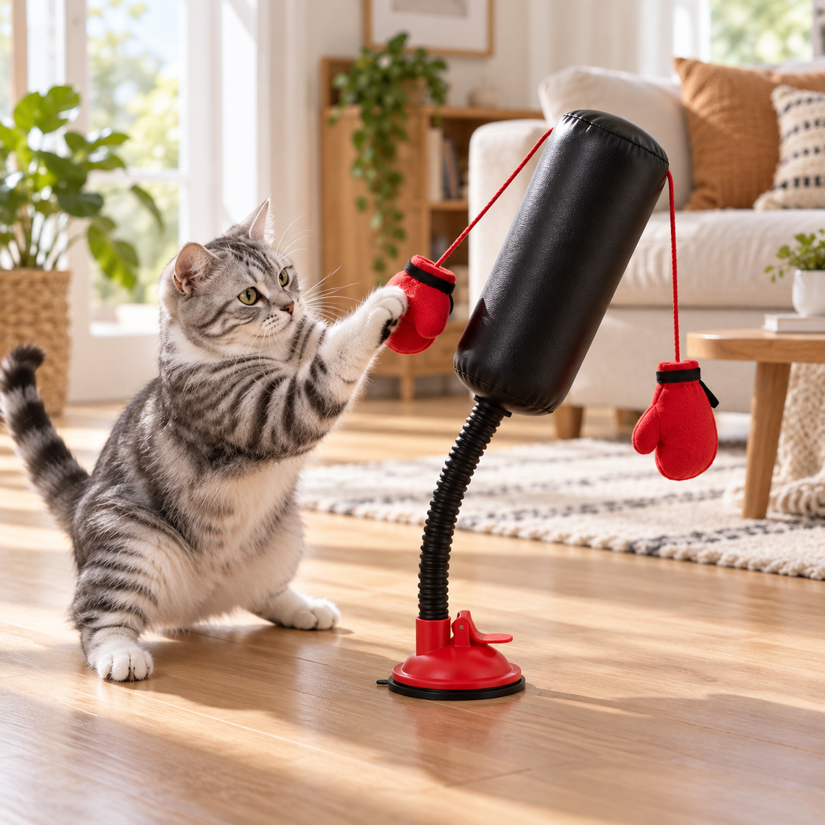 Spring Rebound Cat Boxing Toy