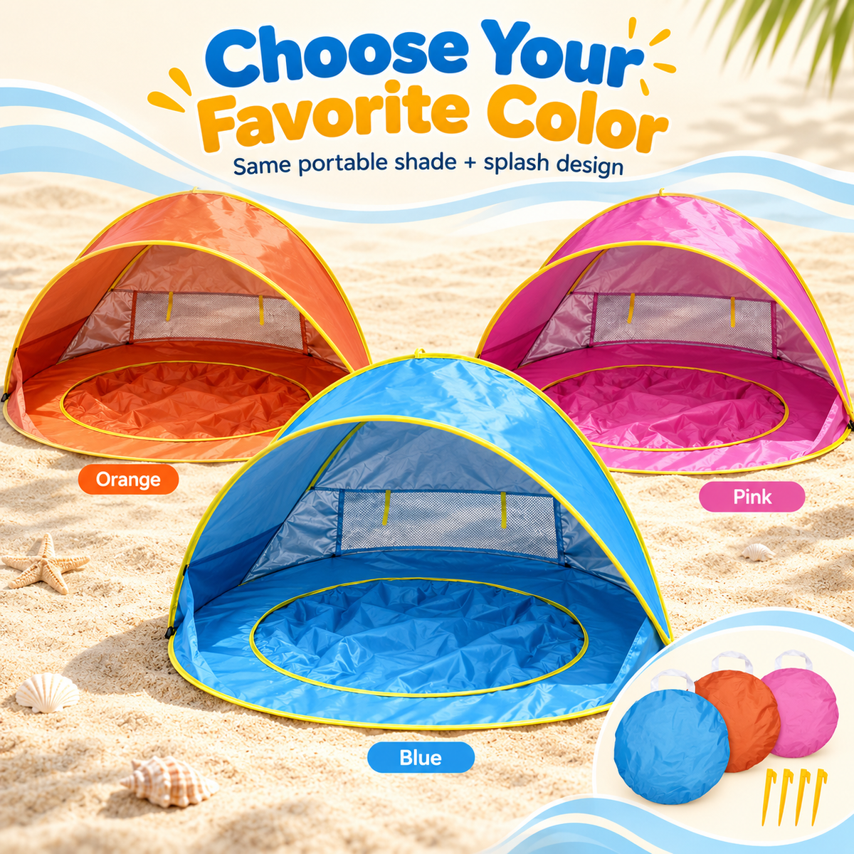 Pop-Up Baby Beach Tent with Built-In Pool