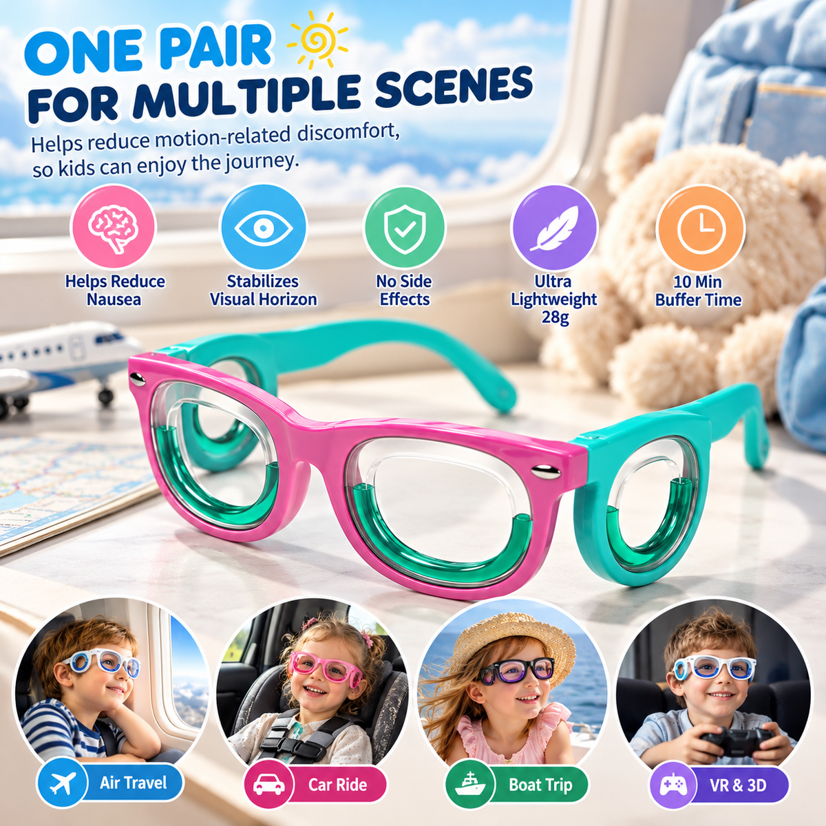 Kids' Motion Sickness Travel Glasses