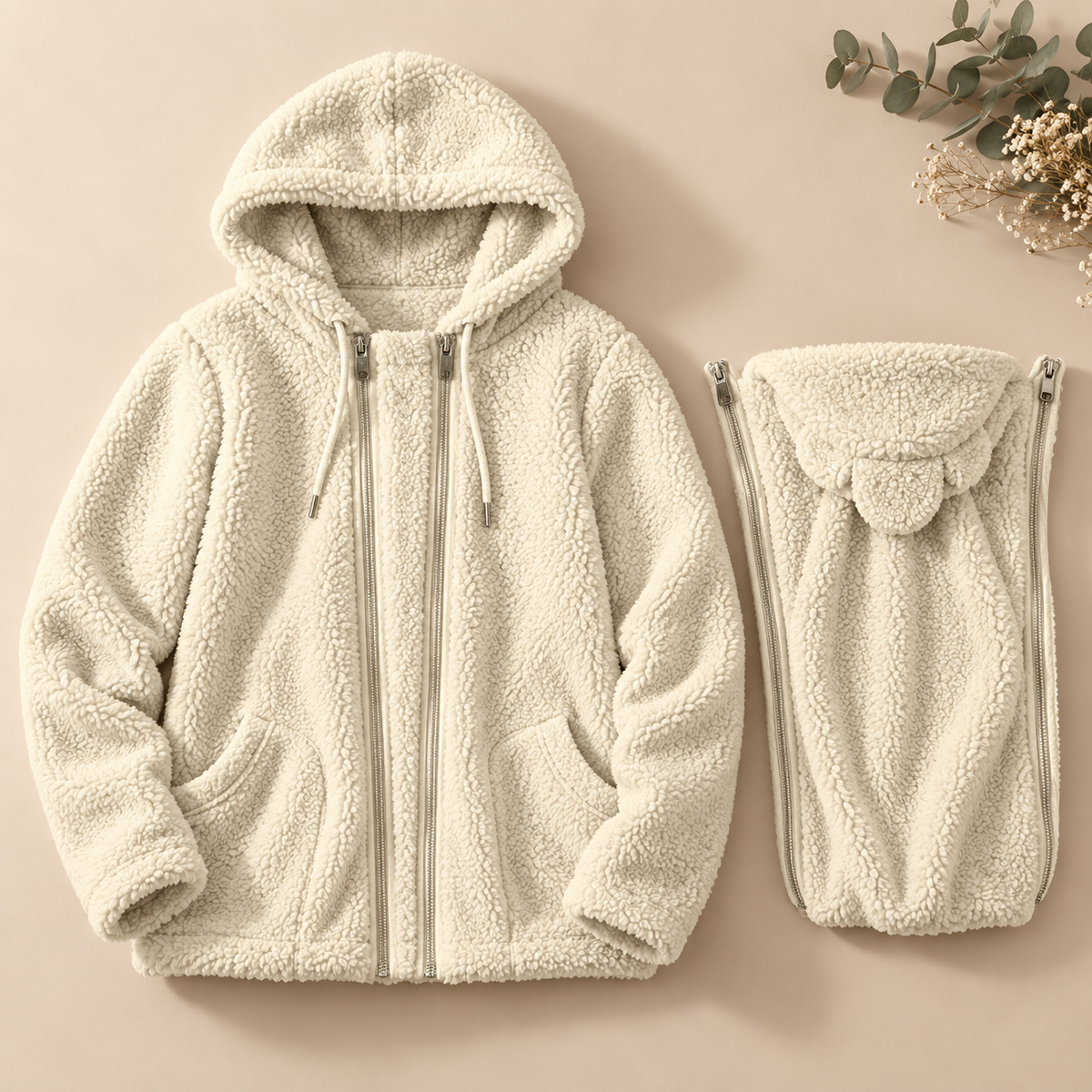 CozyNest 2-in-1 Sherpa Babywearing Hoodie