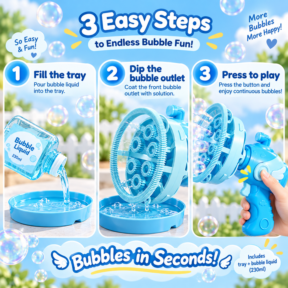 Angel Wing Automatic Bubble Blower – Double-Layer Electric Bubble Machine for Kids