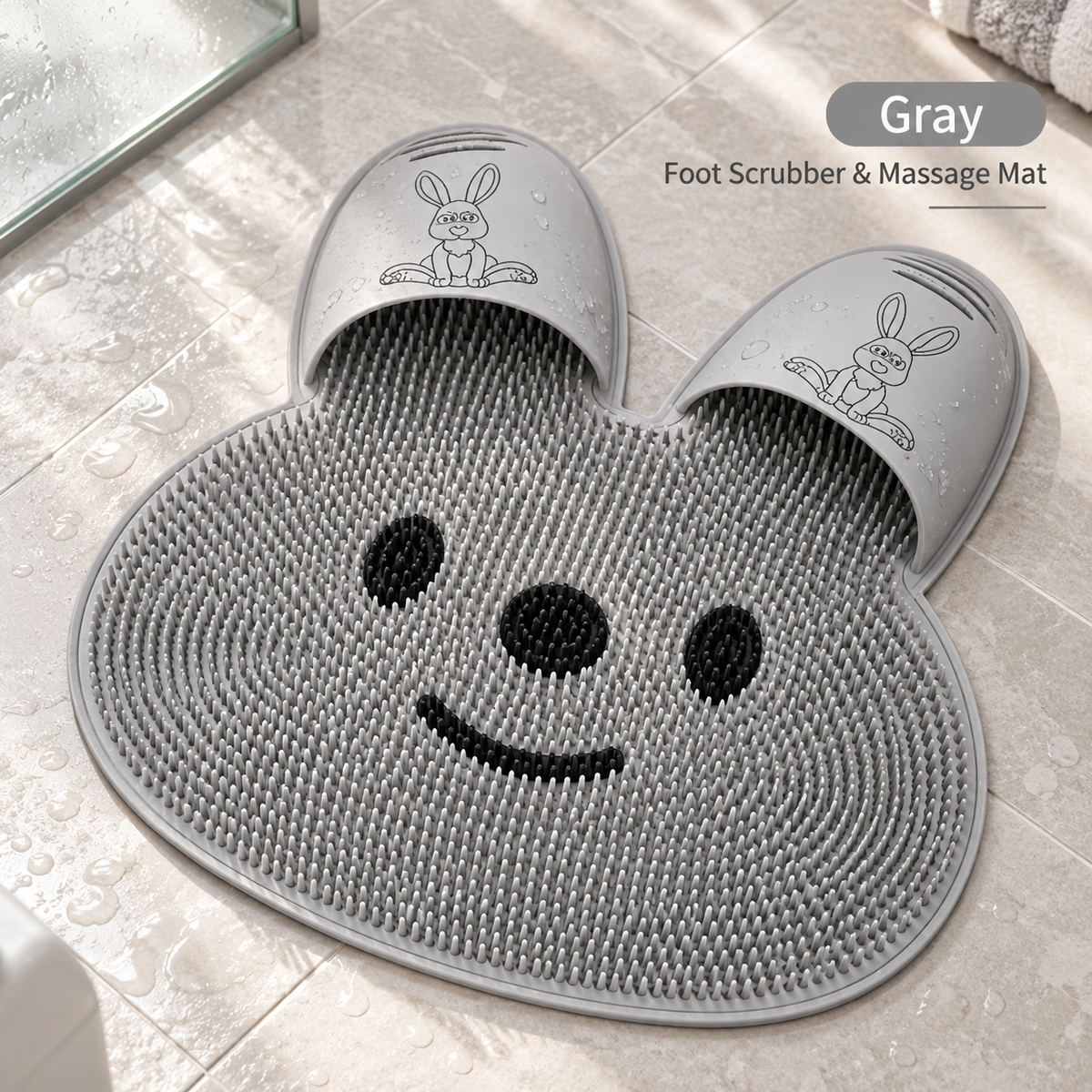 2-in-1 Anti-Slip Foot Scrubber & Massage Bath Mat – Exfoliating Shower Mat with Back Scrub Function