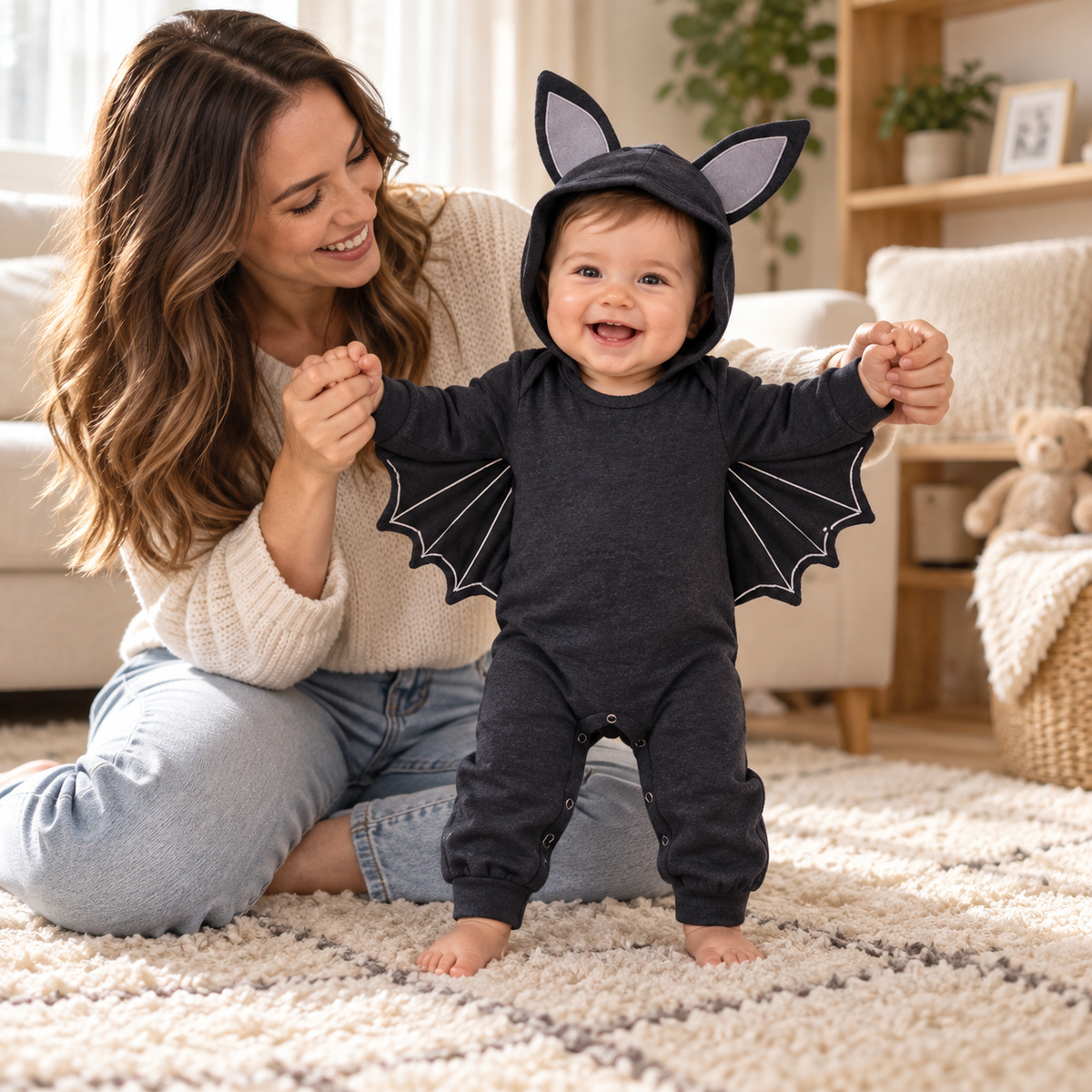 Baby Bat Halloween Romper Costume with Hat Cotton Blend Infant Jumpsuit