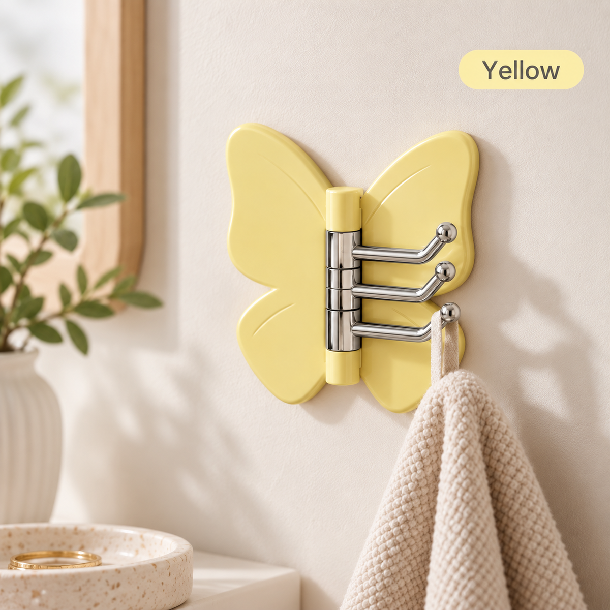 Butterfly 3-Hook Rotating Adhesive Wall Hanger
