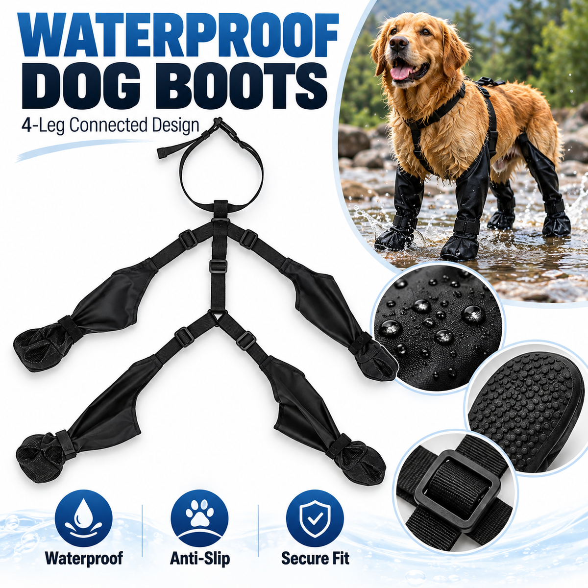 Waterproof 4-Leg Connected Dog Boots
