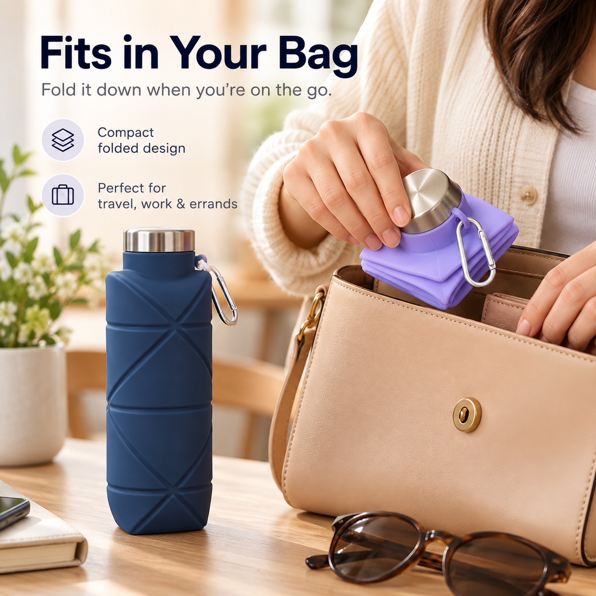 Foldable Silicone Sports Water Bottle