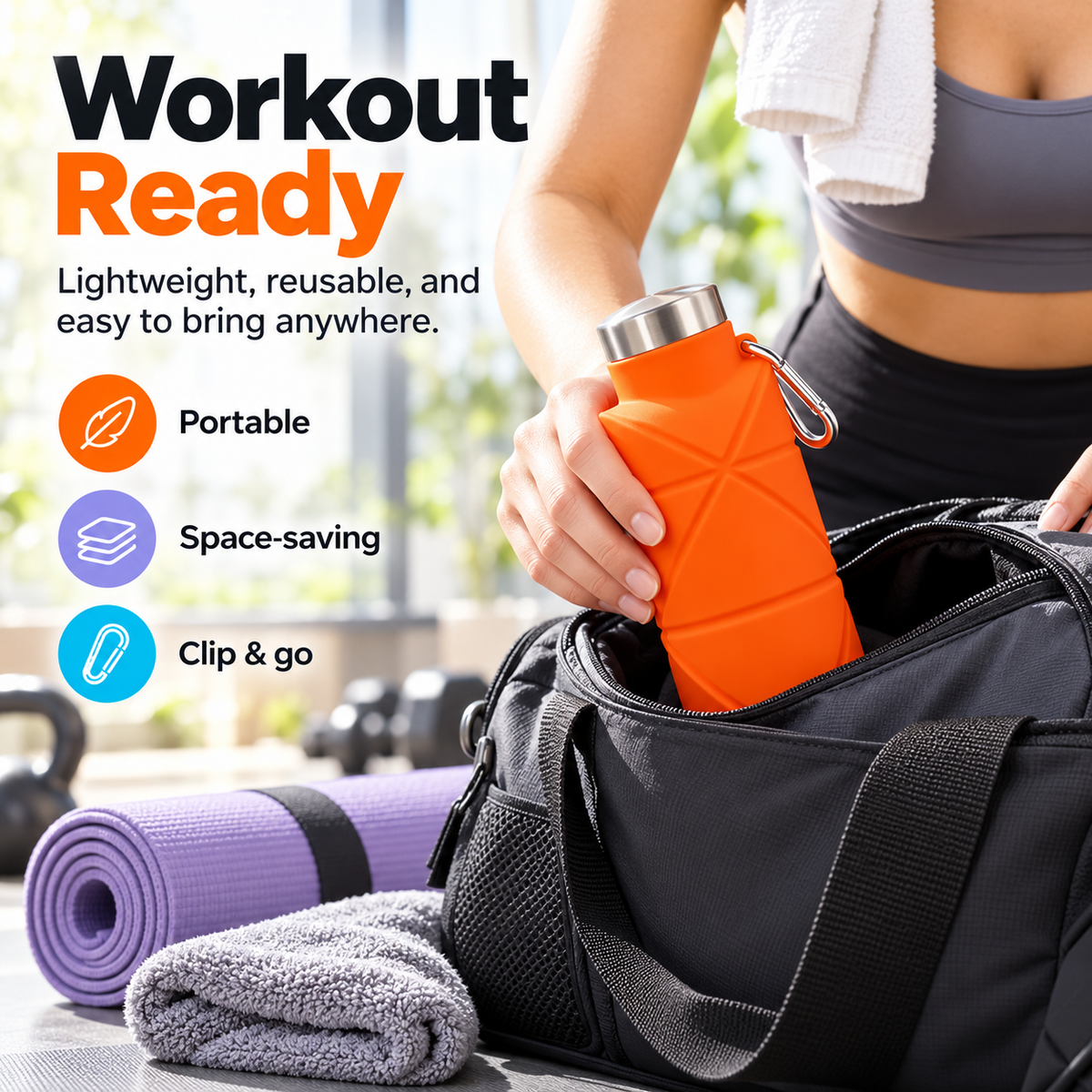 Foldable Silicone Sports Water Bottle