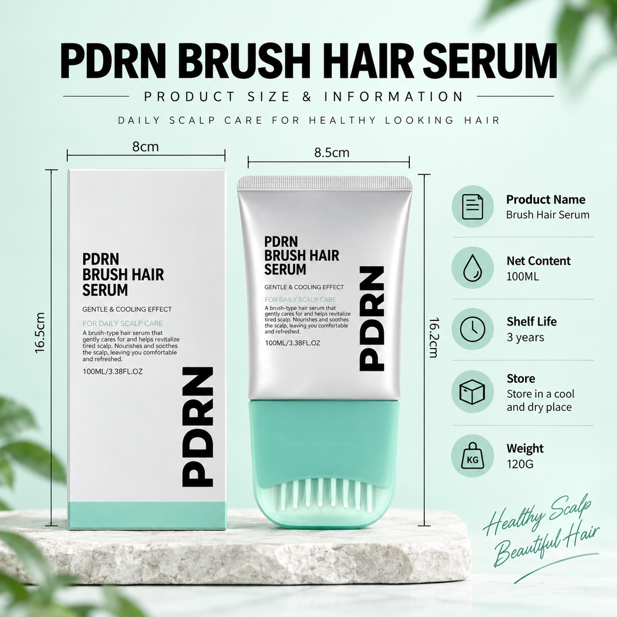 PDRN Scalp Serum with Built In Massage Brush 100ml Daily Hair and Scalp Care
