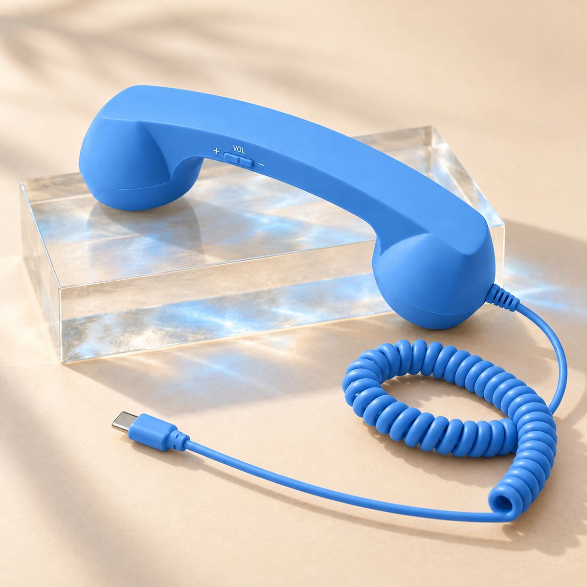 RetroCall Wired Telephone Handset – USB-C/3.5mm Plug-In Phone Receiver with Volume Control