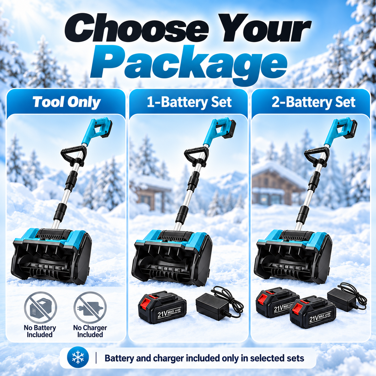 Cordless Snow Shovel – 18–21V Battery-Powered Electric Snow Thrower
