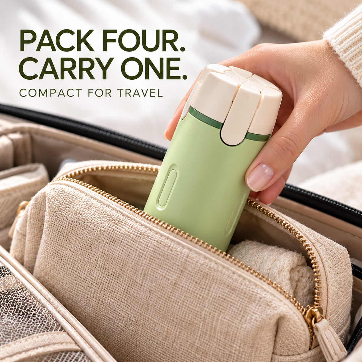 4-in-1 Refillable Travel Toiletry Dispenser with Four 30 mL Bottles