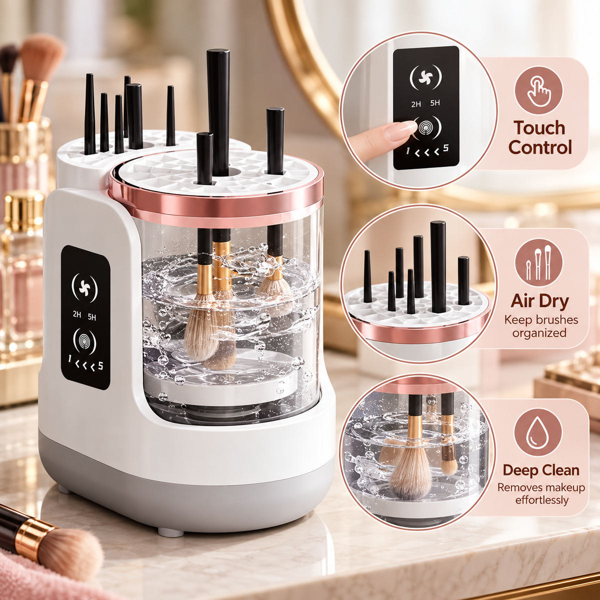 Automatic Makeup Brush Cleaner & Dryer – Electric Makeup Brush Washing Machine with Deep Cleaning & Fast Drying