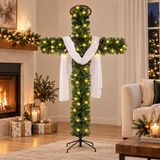 Pre Lit Cross Christmas Tree with Warm LED Lights Artificial PVC Christian Christmas Decoration