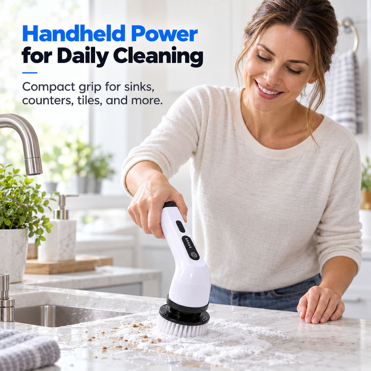 Cordless Electric Spin Scrubber with Extendable Handle and Multiple Cleaning Brush Heads