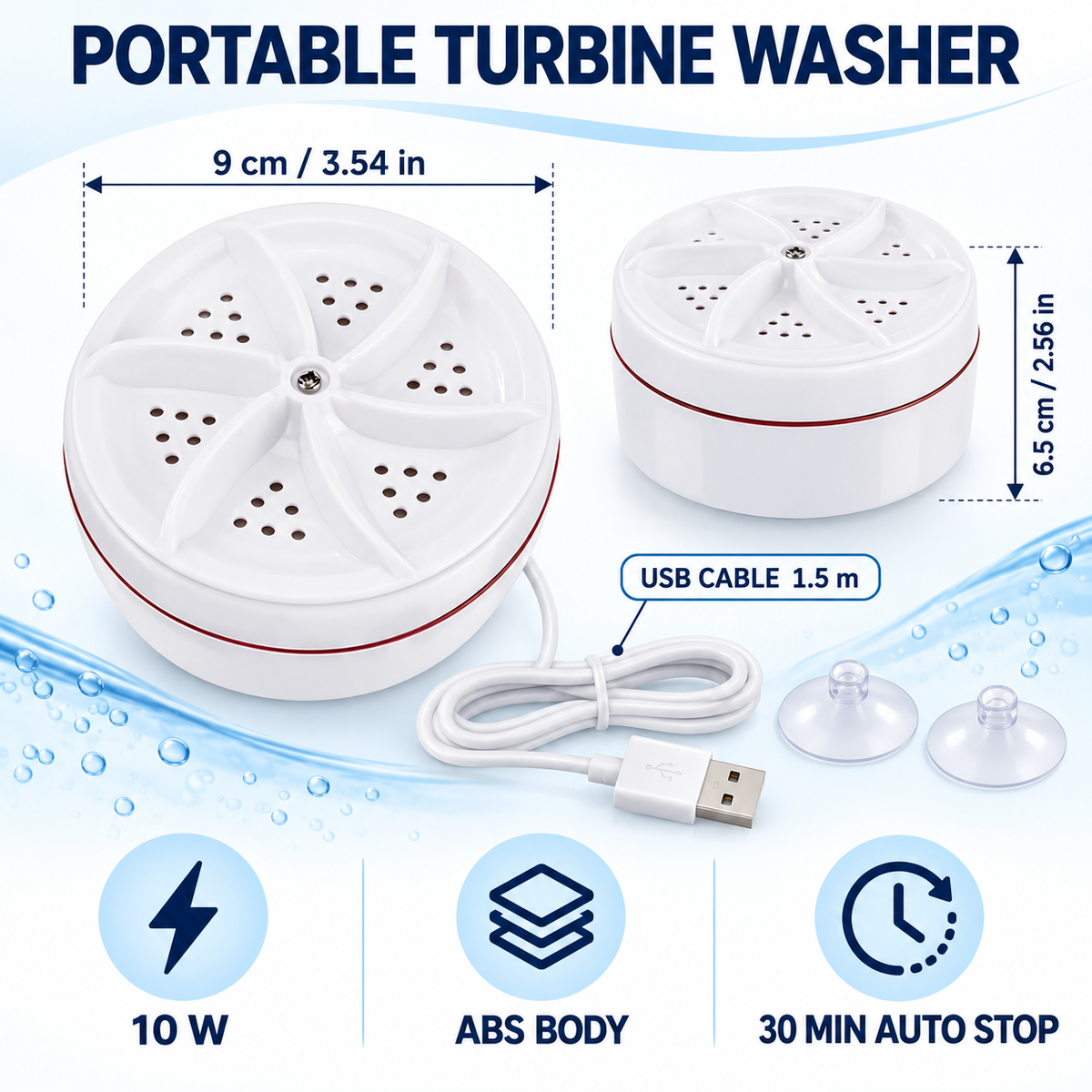 Portable Mini Washing Machine USB Powered Turbo Washer for Underwear Socks and Travel