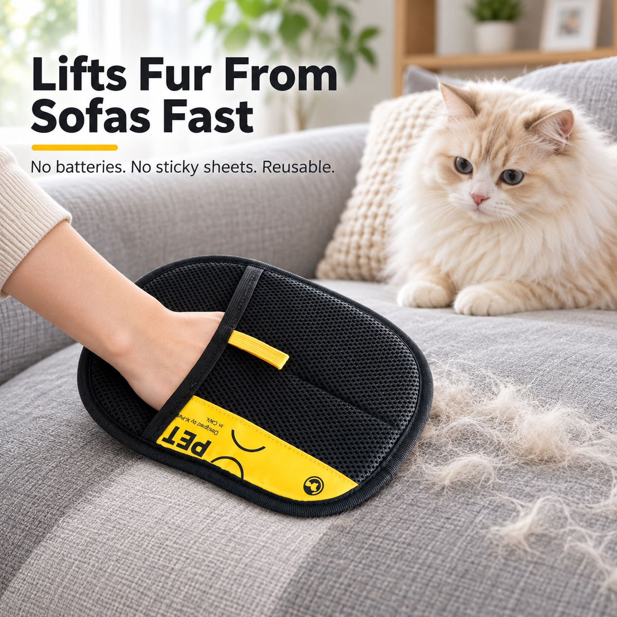 Electrostatic Pet Hair Remover Glove Reusable Cleaning Mitt for Cats Dogs Furniture and Clothes