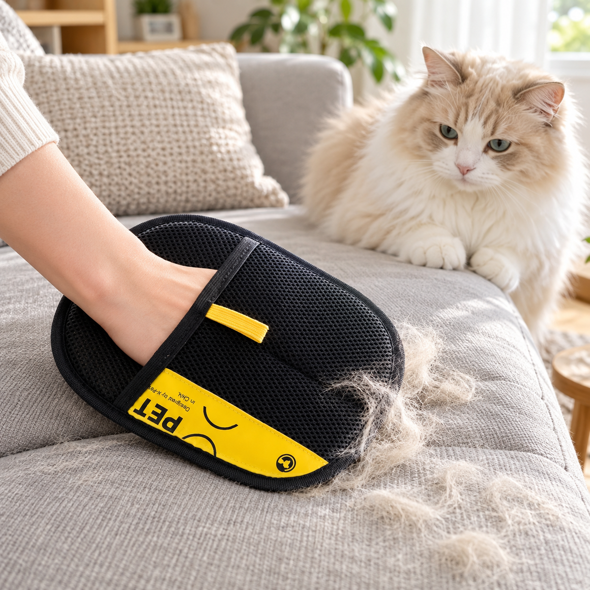 Electrostatic Pet Hair Remover Glove Reusable Cleaning Mitt for Cats Dogs Furniture and Clothes