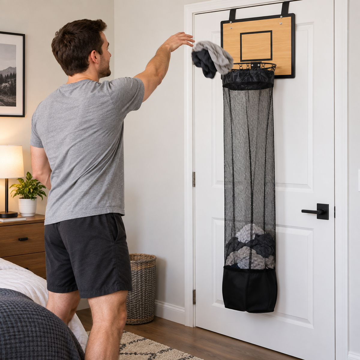 Basketball Catch Net Storage Bag – Extended Hoop Ball Return Organizer for Garage & Backyard Courts