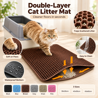 Double Layer Honeycomb Cat Litter Mat Waterproof Litter Trap Pad