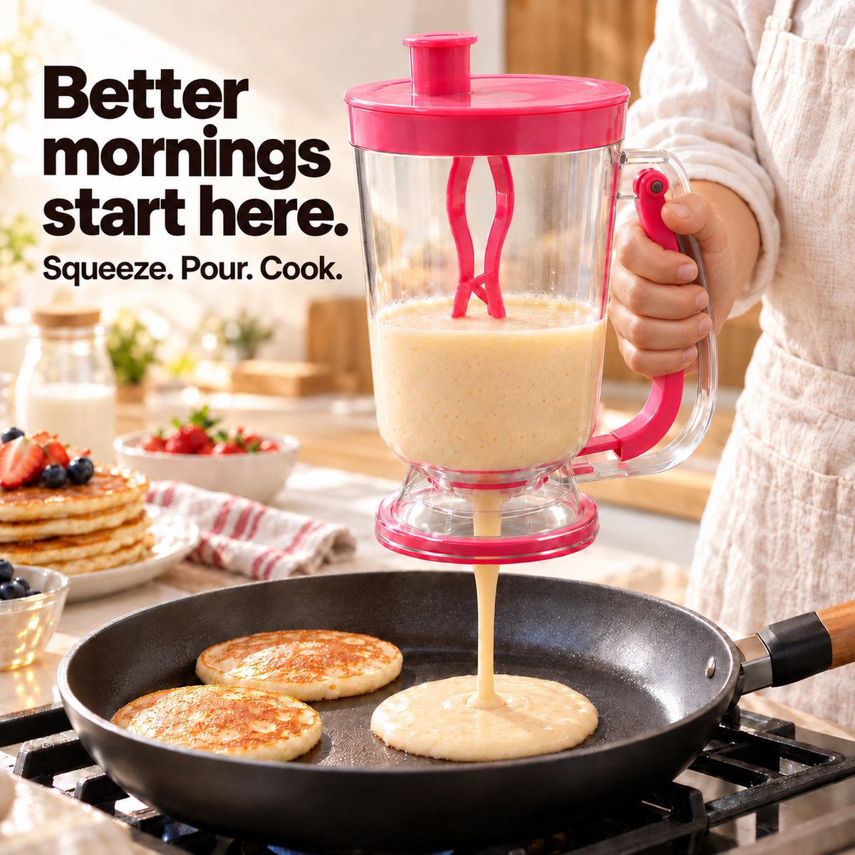 900ml Handheld Batter Mixer & Dispenser for Pancakes, Cupcakes & Cakes