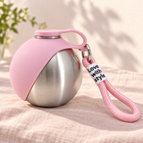 Portable Stainless Steel Pet Water Bottle with Fold-Out Bowl, 285 mL
