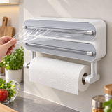 3-in-1 Magnetic Plastic Wrap Dispenser with Cutter | Cling Film, Foil & Baking Paper Organizer