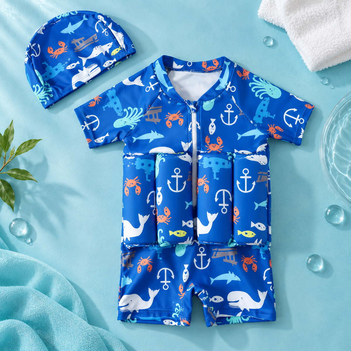 Kids Buoyancy Swimsuit, One-Piece Cartoon Swimwear for Boys and Girls