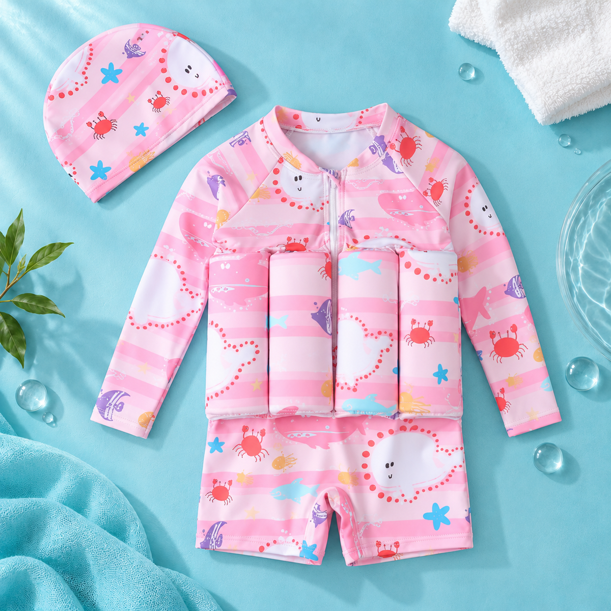 Kids Buoyancy Swimsuit, One-Piece Cartoon Swimwear for Boys and Girls