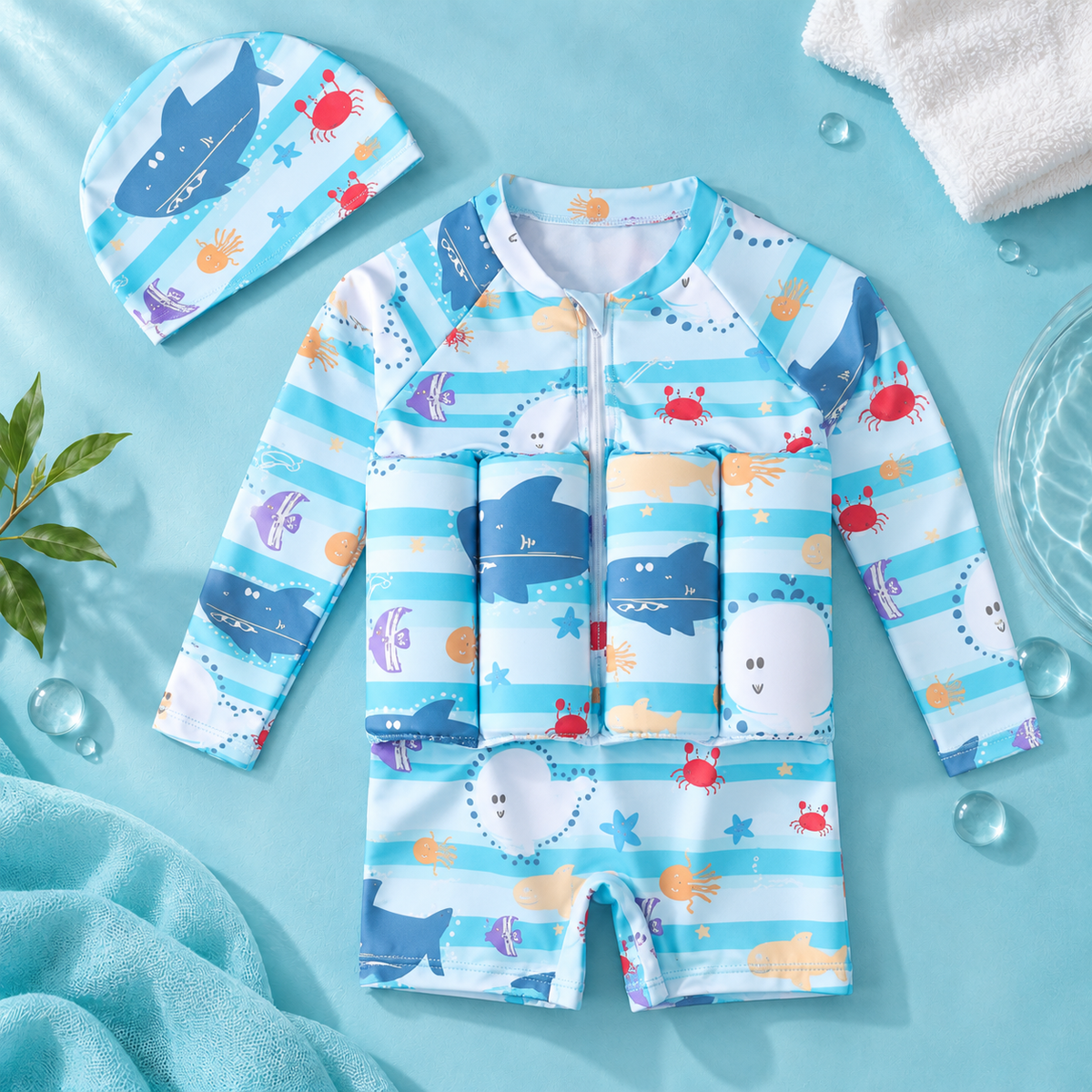 Kids Buoyancy Swimsuit, One-Piece Cartoon Swimwear for Boys and Girls