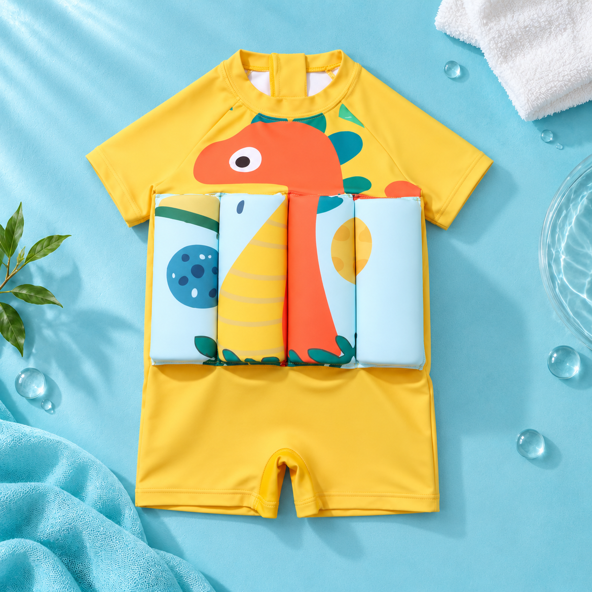 Kids Buoyancy Swimsuit, One-Piece Cartoon Swimwear for Boys and Girls
