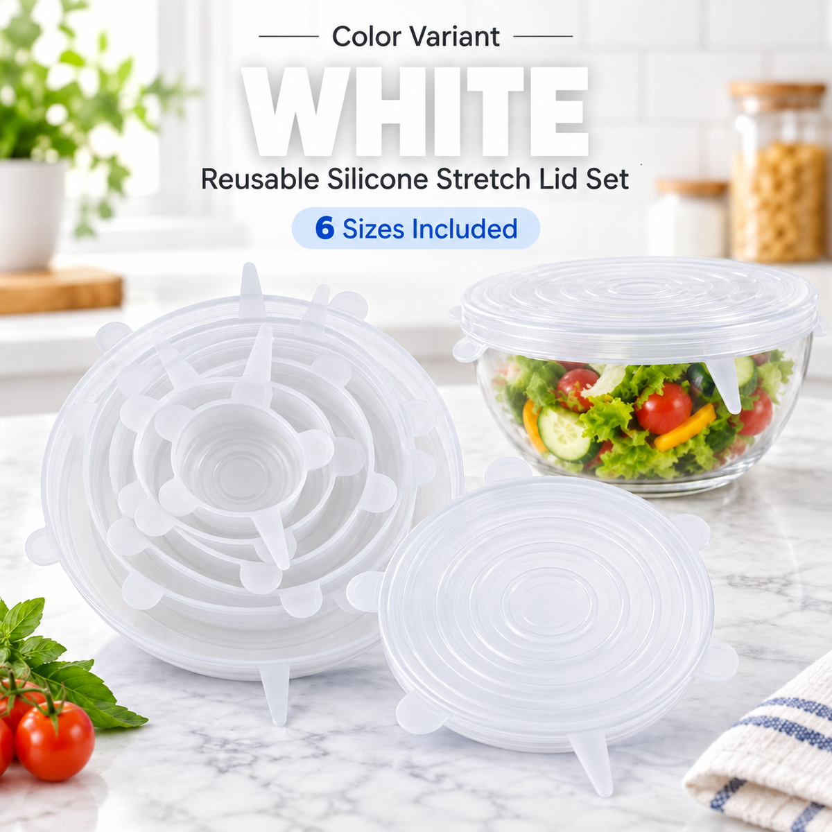 6-Piece Reusable Silicone Stretch Lids