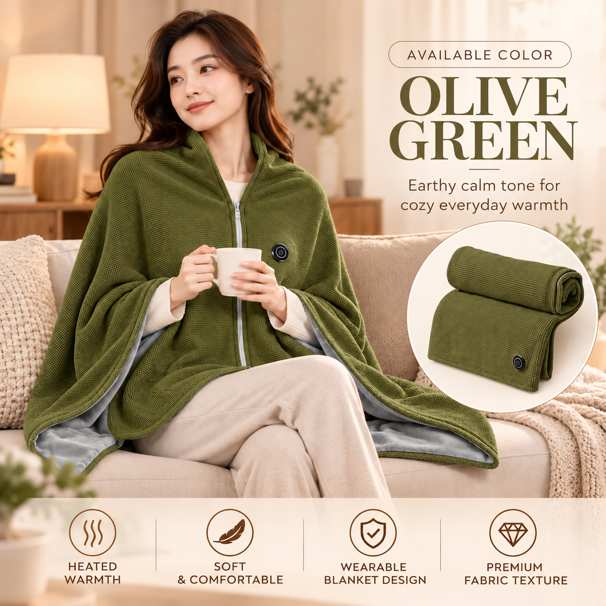 USB Heated Wearable Shawl Blanket