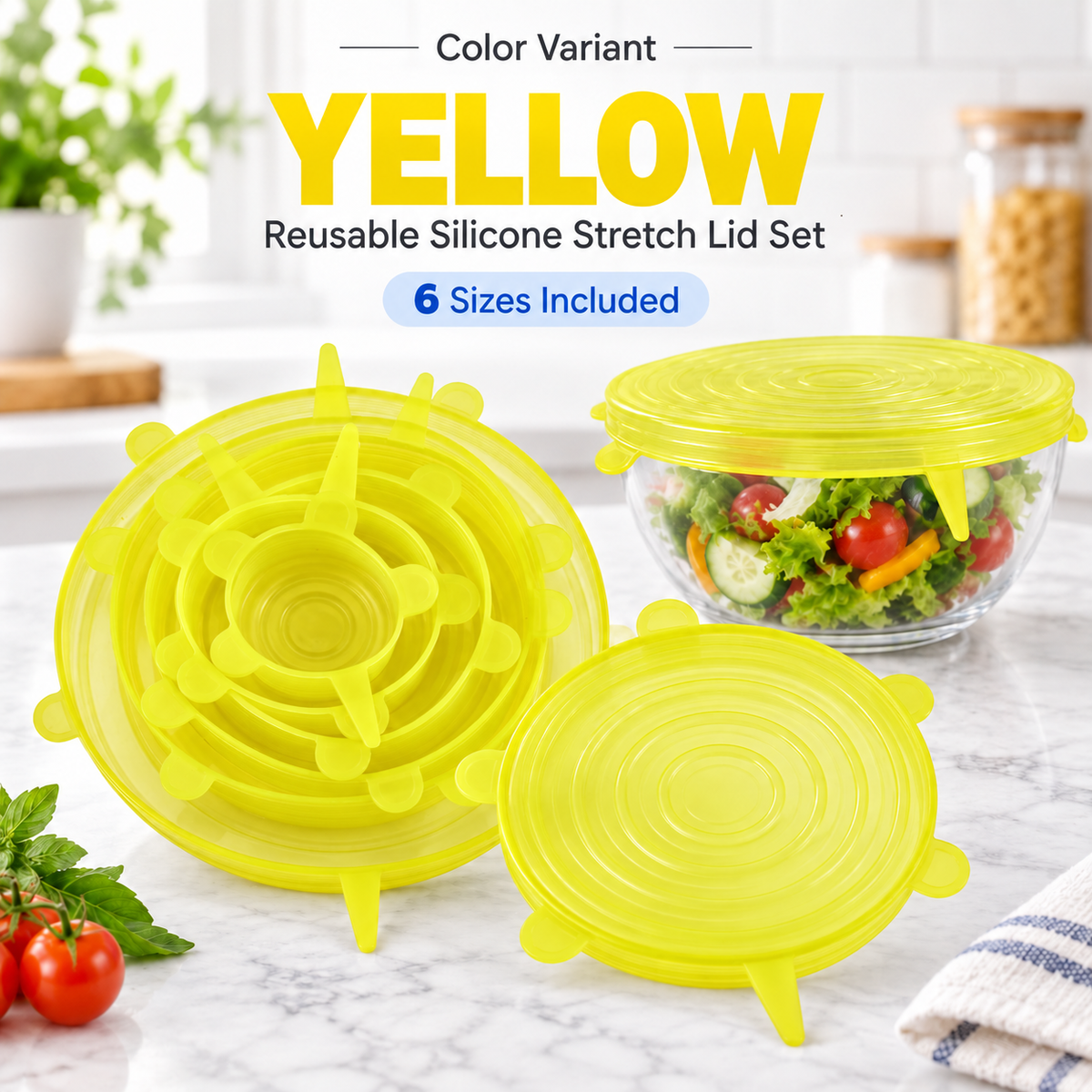 6-Piece Reusable Silicone Stretch Lids