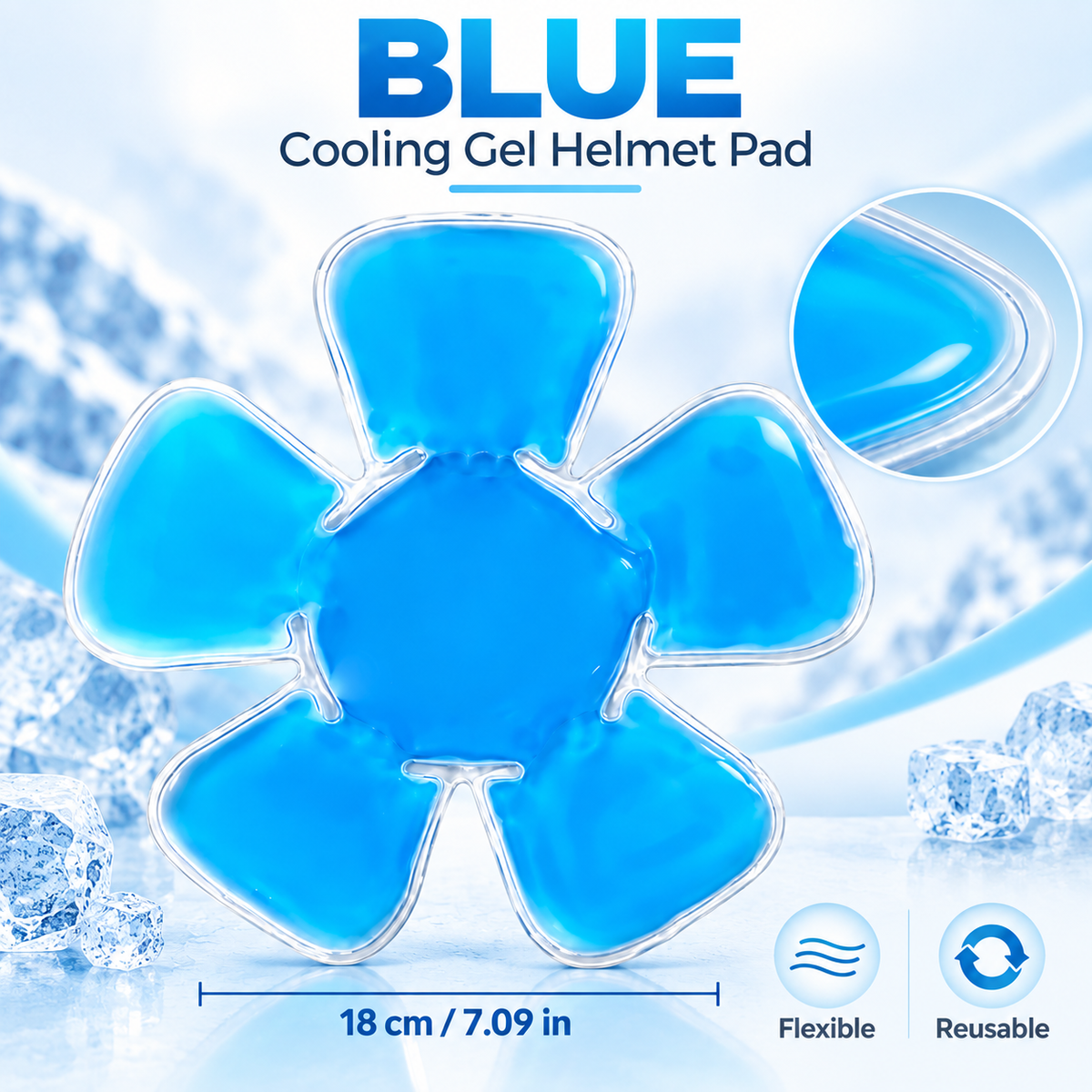 Reusable Cooling Gel Ice Pack for Helmets & Hats – 18cm PVC Cold Compress Pad