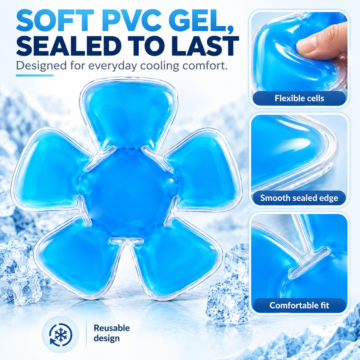 Reusable Cooling Gel Ice Pack for Helmets & Hats – 18cm PVC Cold Compress Pad