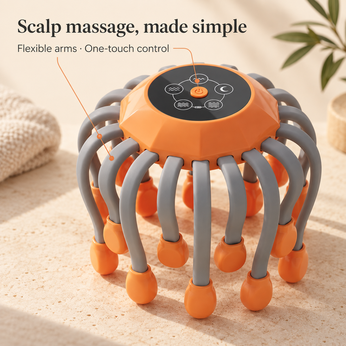 Rechargeable Octopus Scalp Massager with 20 Massage Points & 5 Vibration Modes