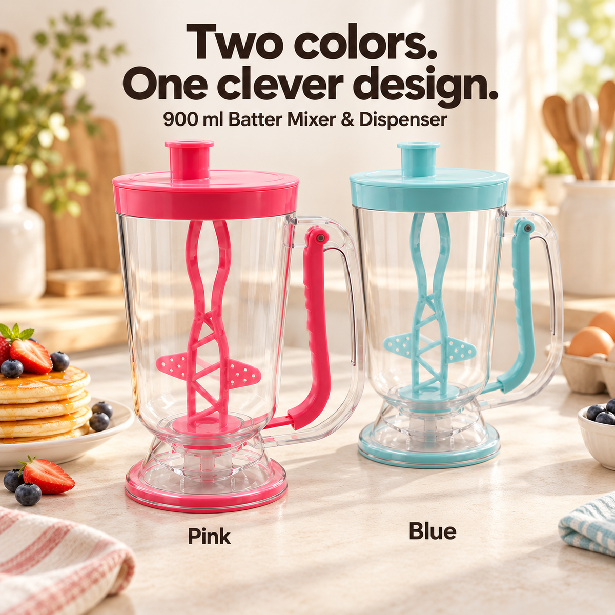 900ml Handheld Batter Mixer & Dispenser for Pancakes, Cupcakes & Cakes
